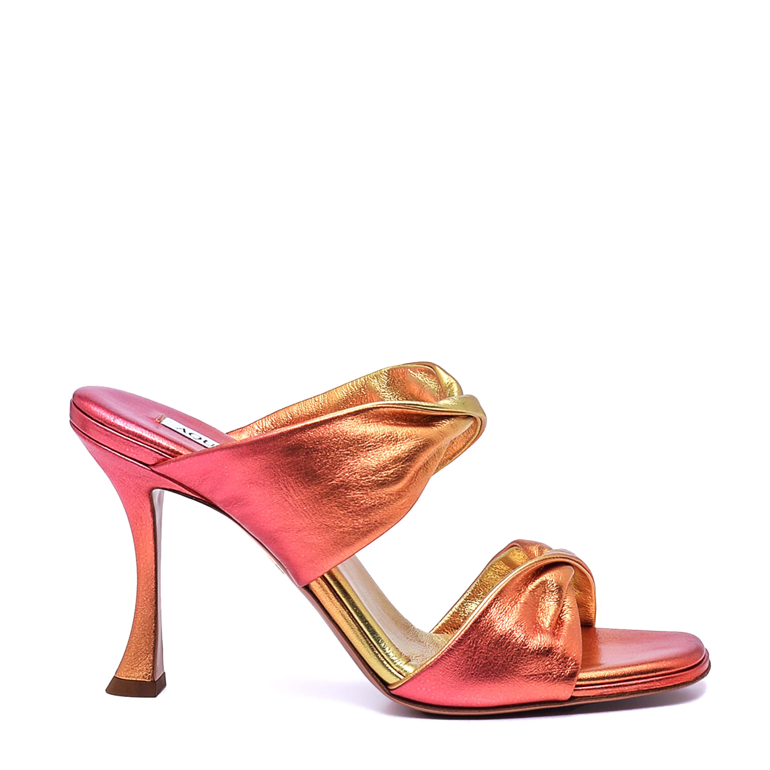 AQUAZZURA - Metallic Orange Degrade Leather Twist Pumps Slippers